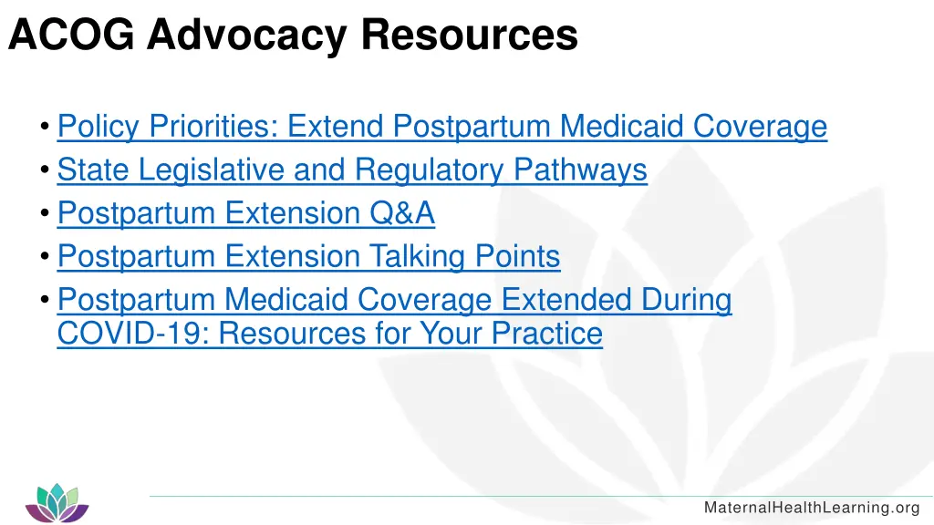 acog advocacy resources