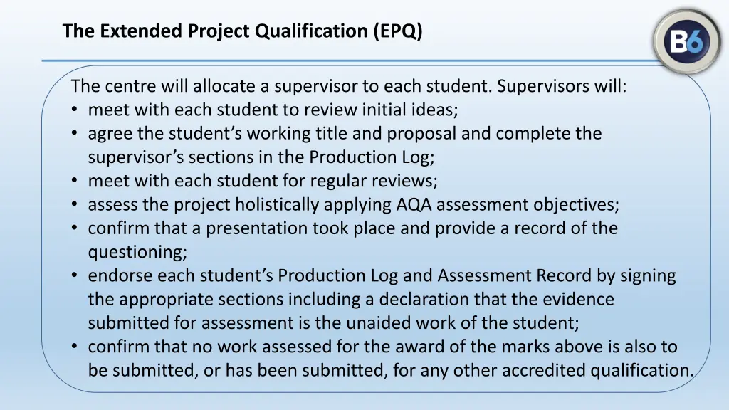 the extended project qualification epq 6