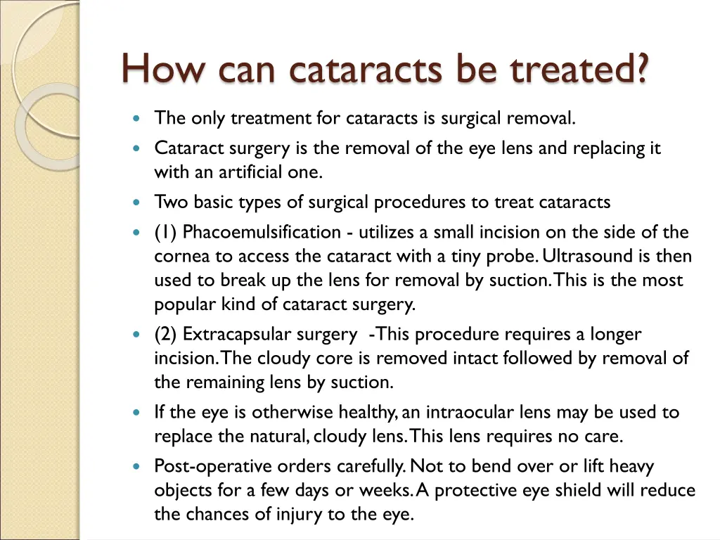 how can cataracts be treated