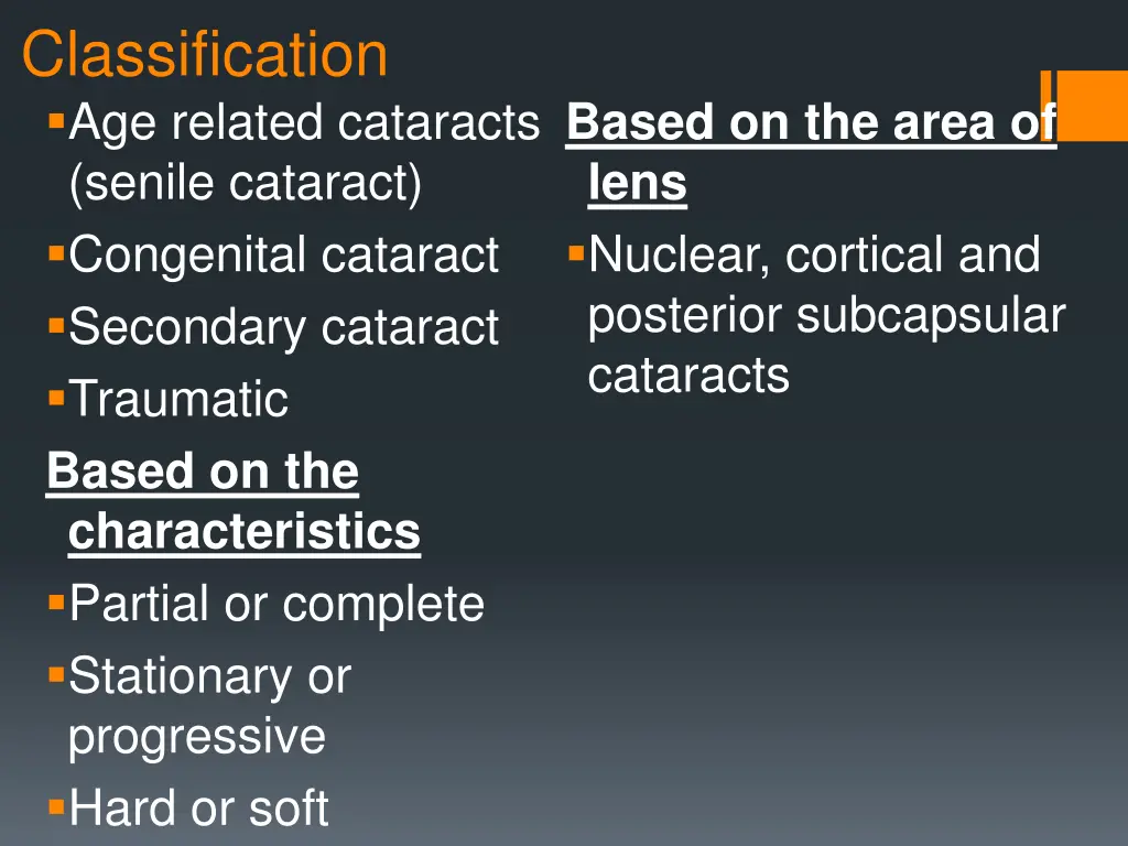 classification age related cataracts senile