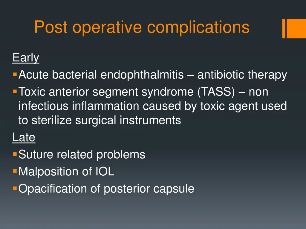 post operative complications