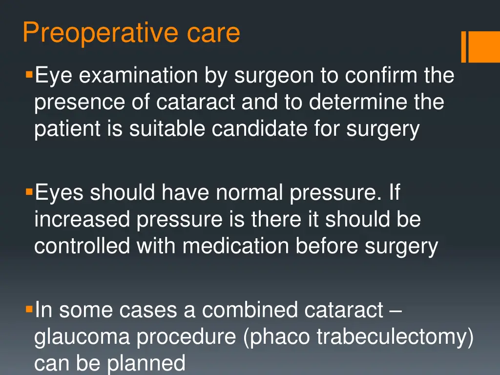 preoperative care