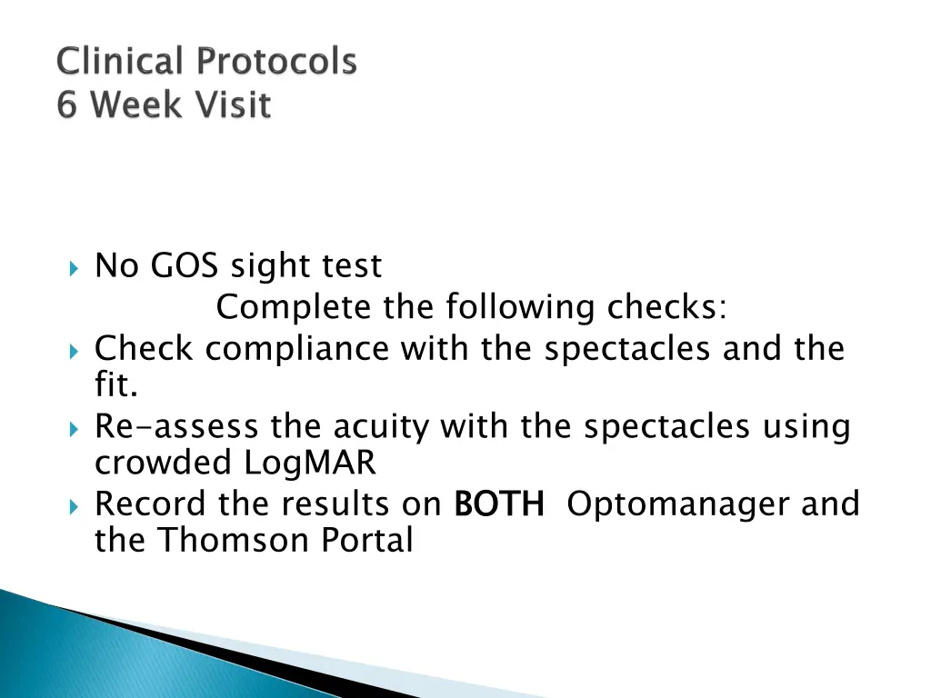 no gos sight test complete the following checks