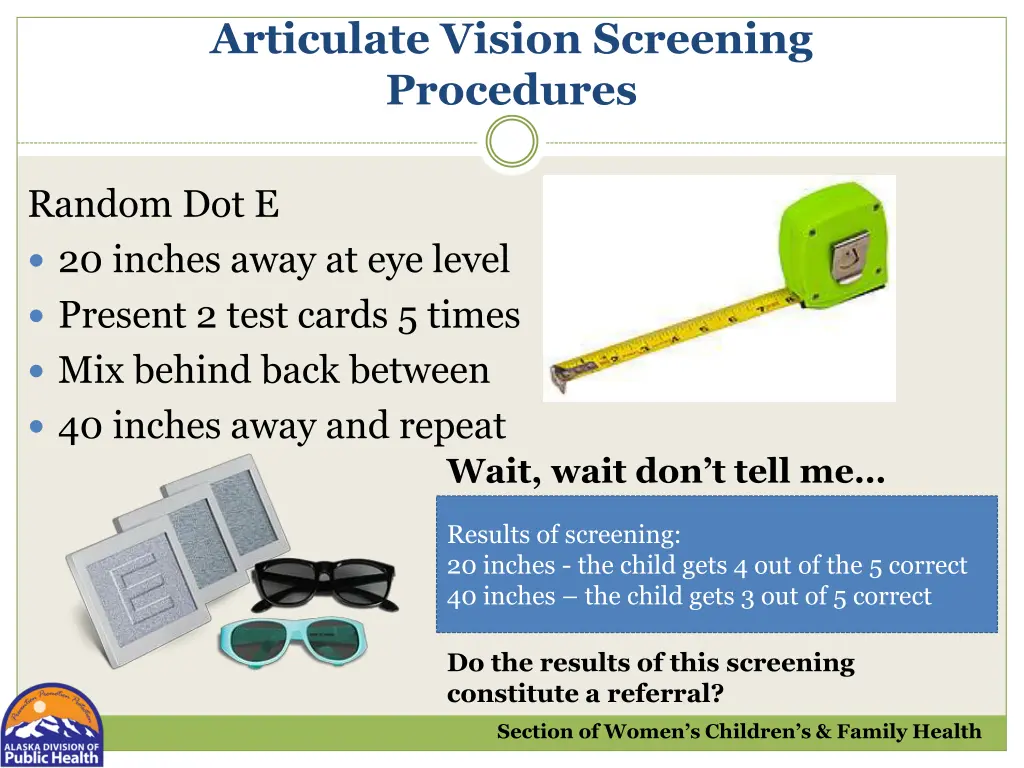 articulate vision screening procedures 2