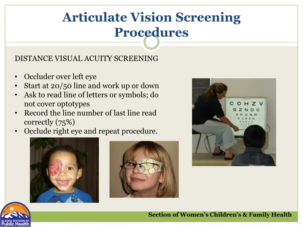 articulate vision screening procedures