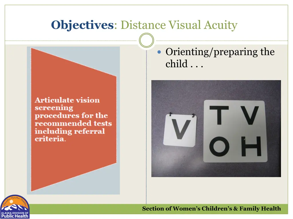 objectives distance visual acuity