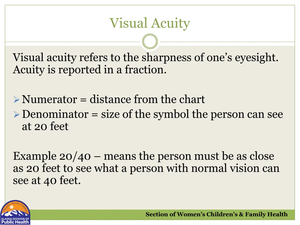 visual acuity