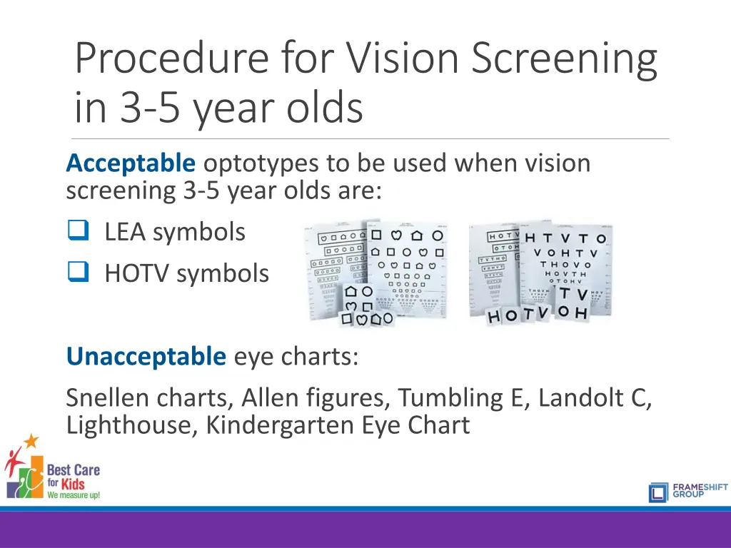 procedure for vision screening in 3 5 year olds