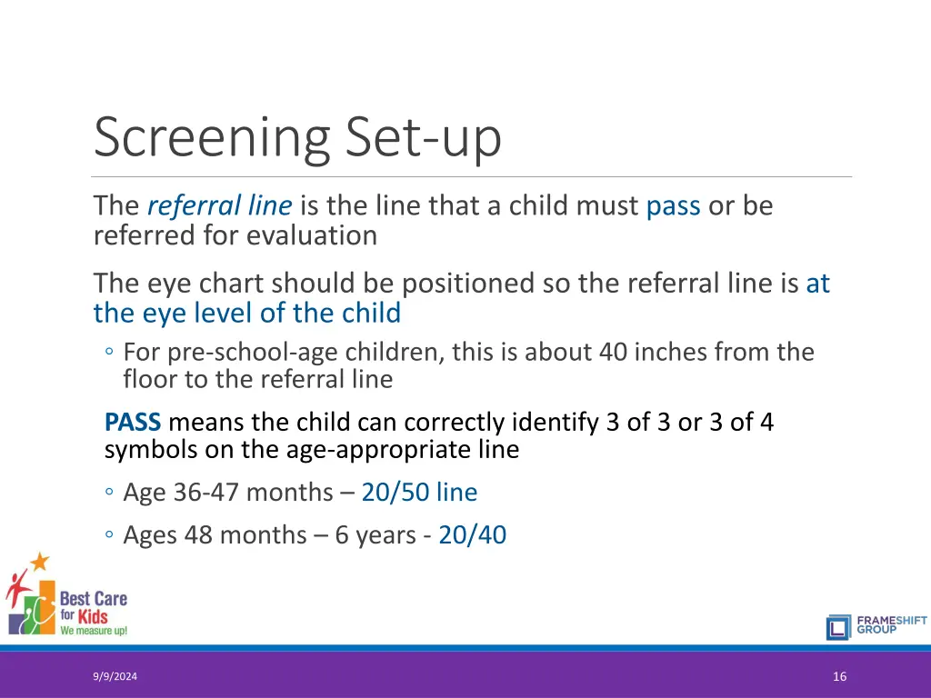 screening set up 1