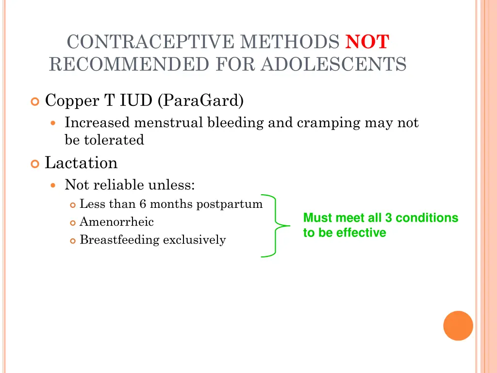 contraceptive methods not recommended 1