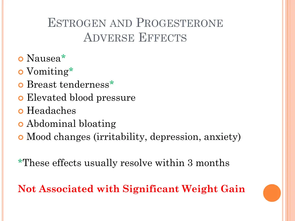 e strogen and p rogesterone a dverse e ffects