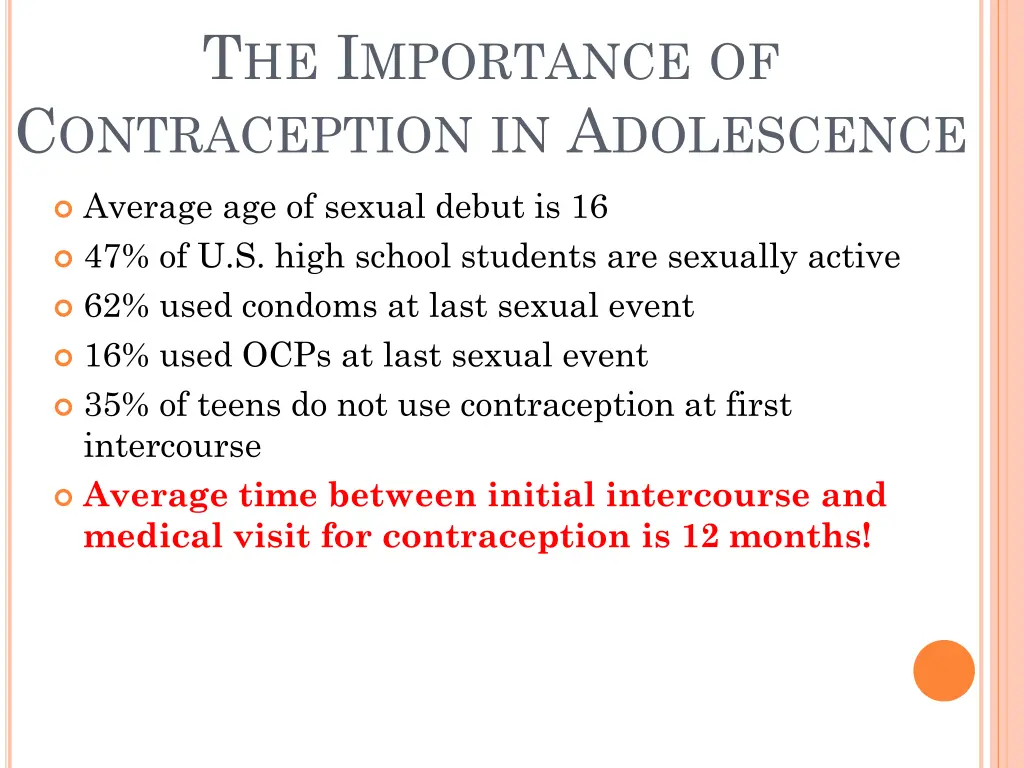 t he i mportance of c ontraception in a dolescence