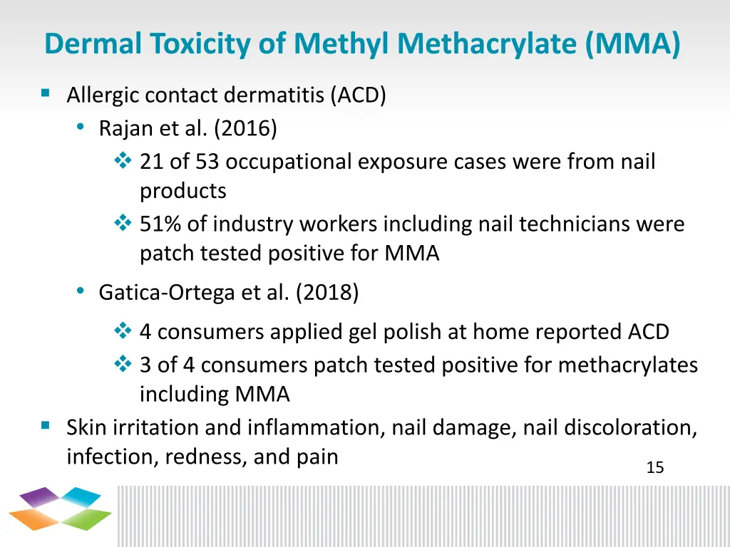 dermal toxicity of methyl methacrylate mma