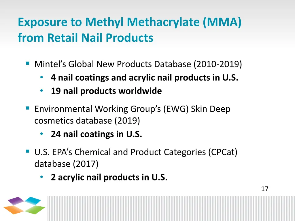 exposure to methyl methacrylate mma from retail