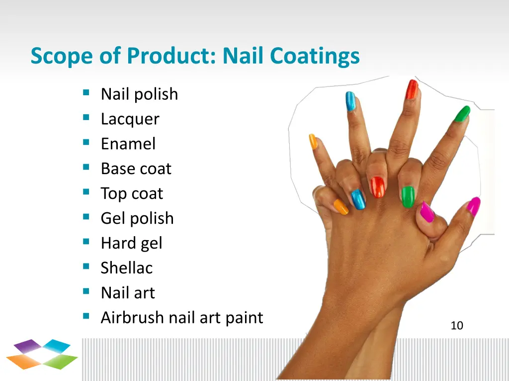 scope of product nail coatings