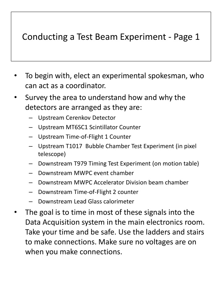 conducting a test beam experiment page 1