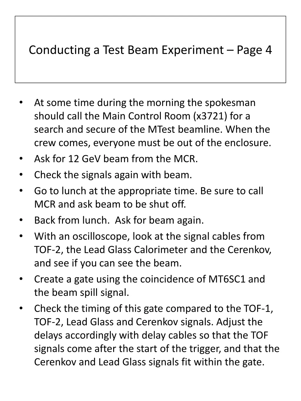 conducting a test beam experiment page 4