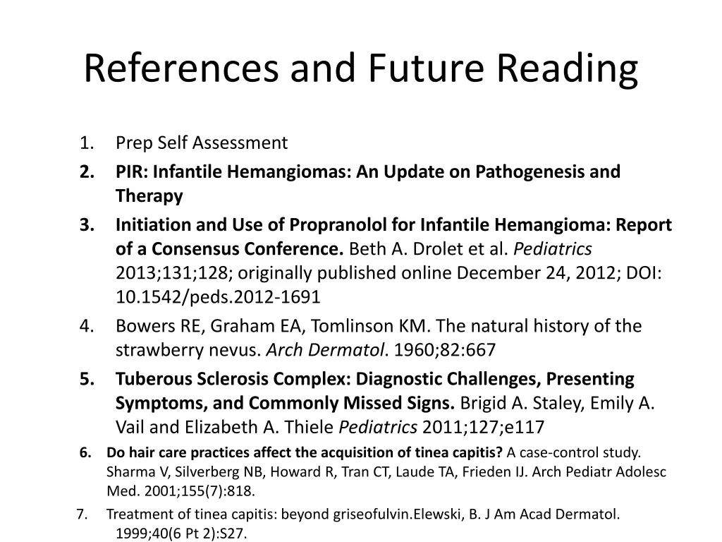 references and future reading