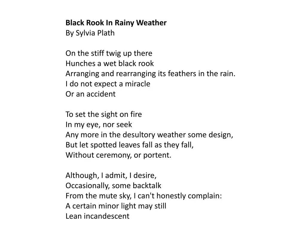 black rook in rainy weather by sylvia plath