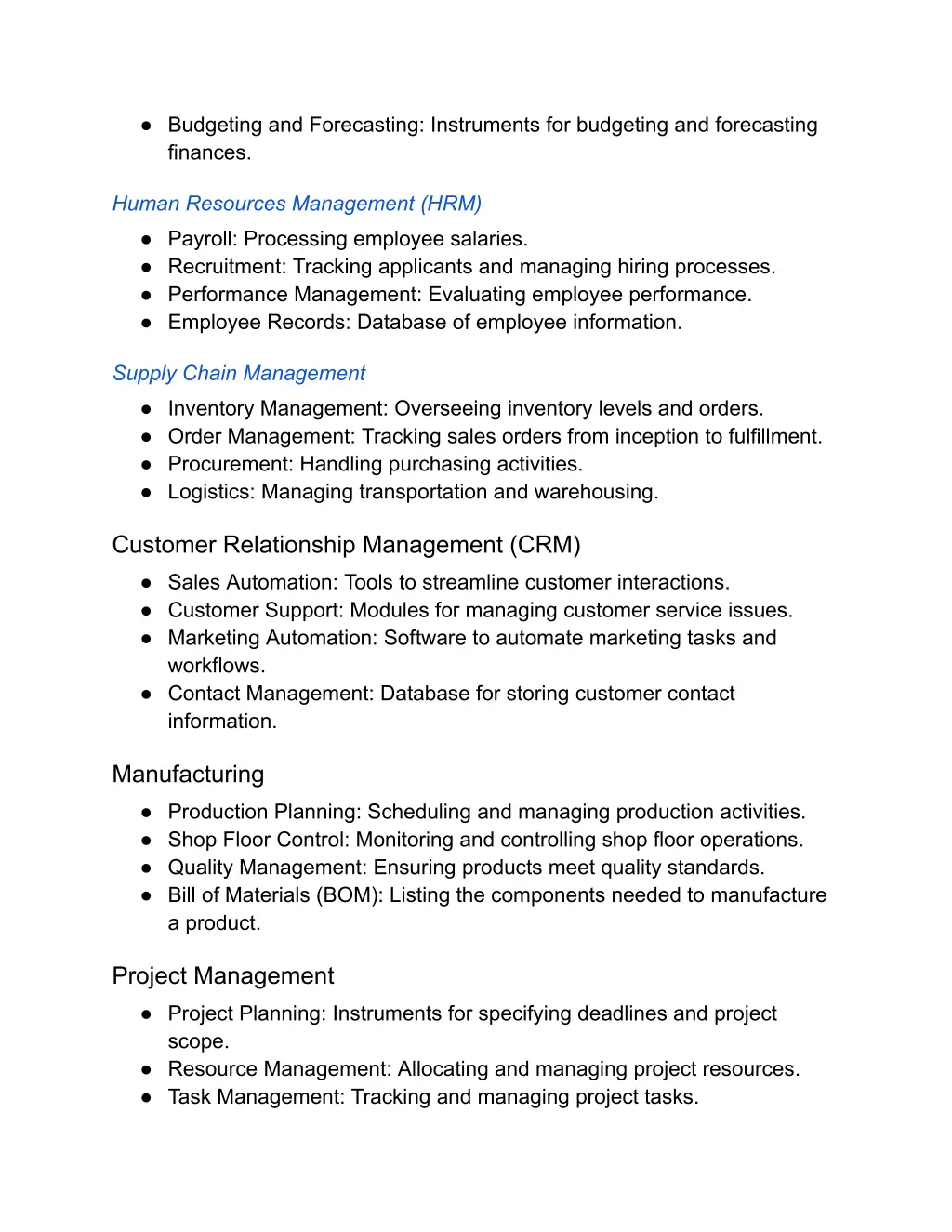 budgeting and forecasting instruments