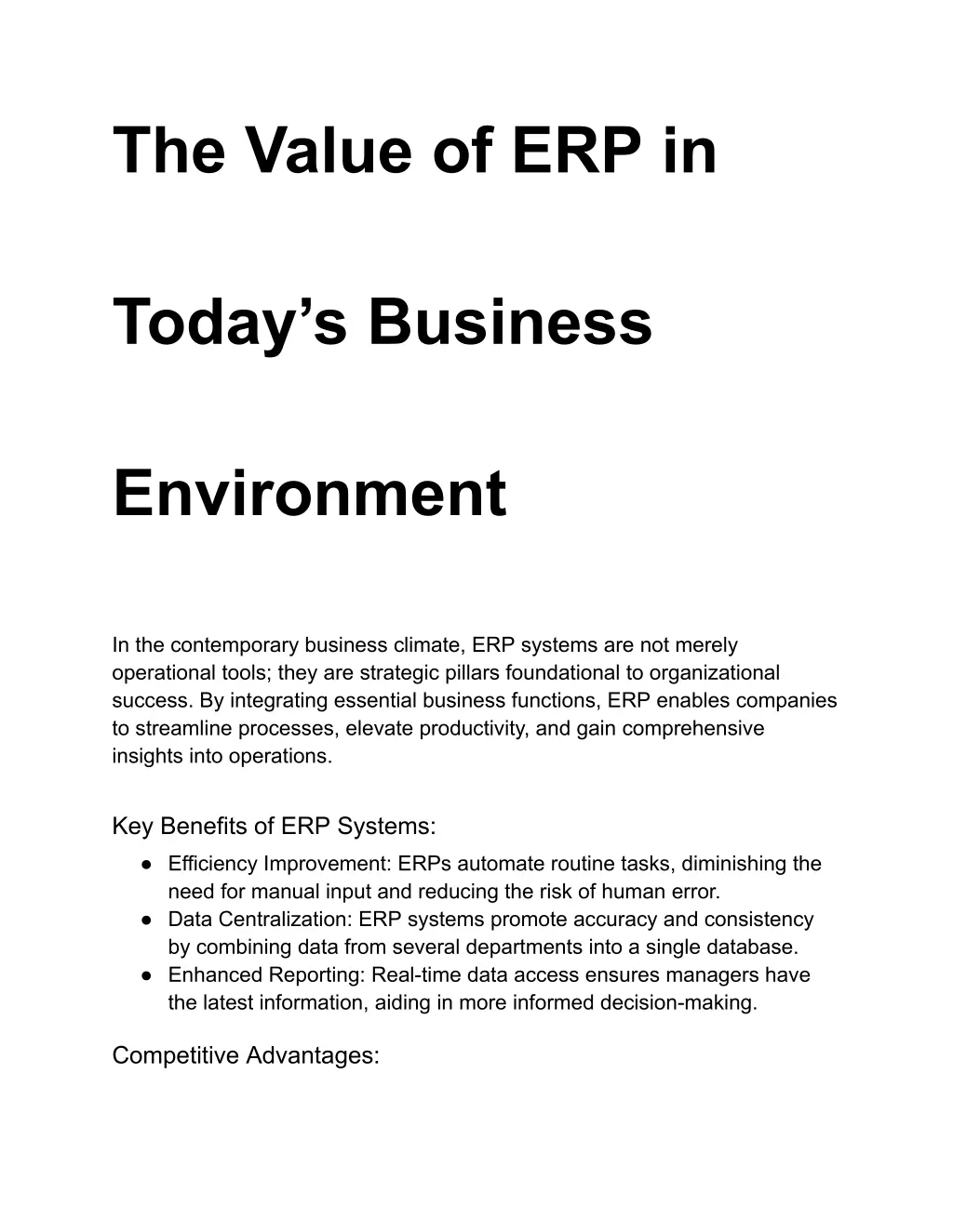 the value of erp in