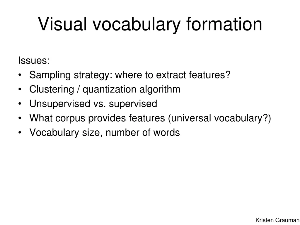 visual vocabulary formation