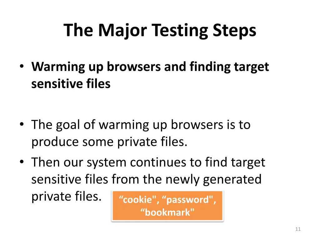 the major testing steps 1