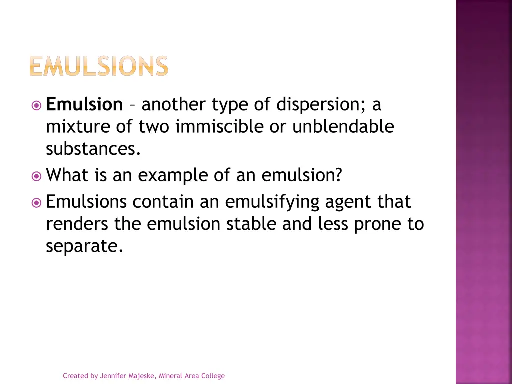 emulsions