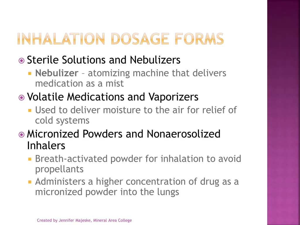 inhalation dosage forms