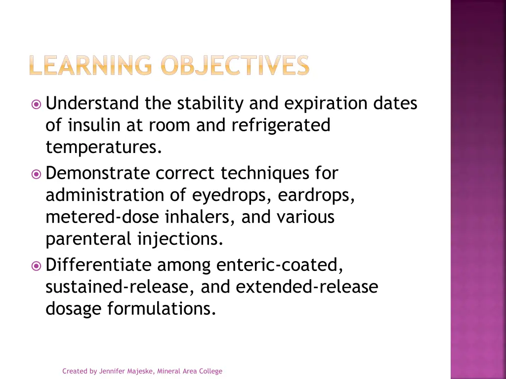 learning objectives 2