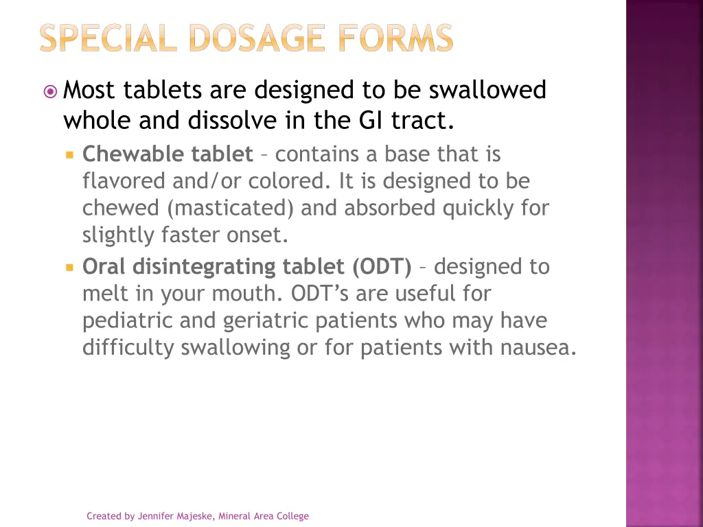 special dosage forms