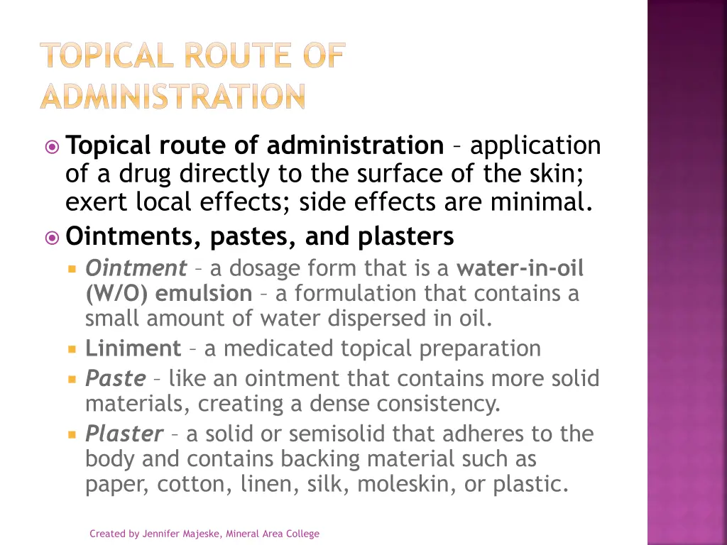 topical route of administration