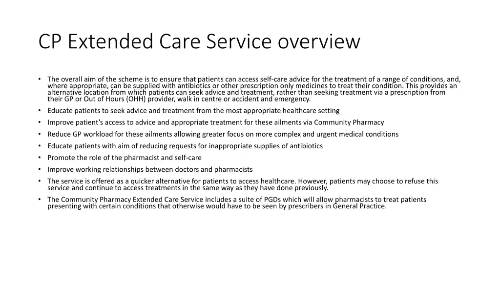 cp extended care service overview