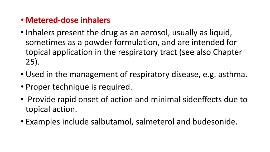 metered dose inhalers inhalers present the drug