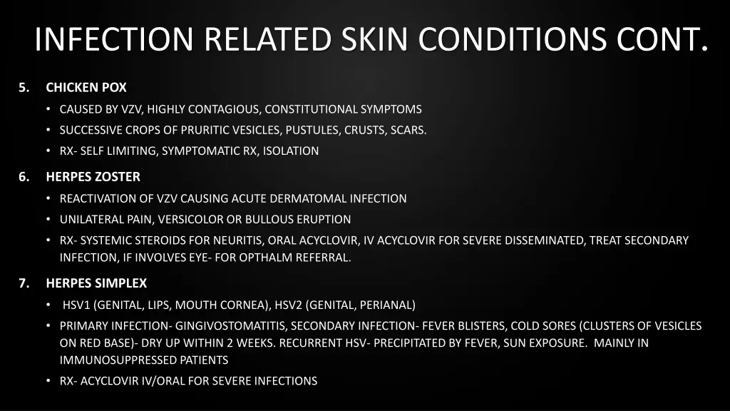 infection related skin conditions cont 1