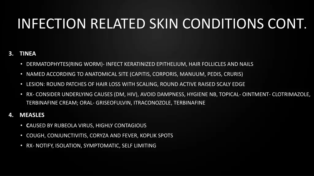 infection related skin conditions cont