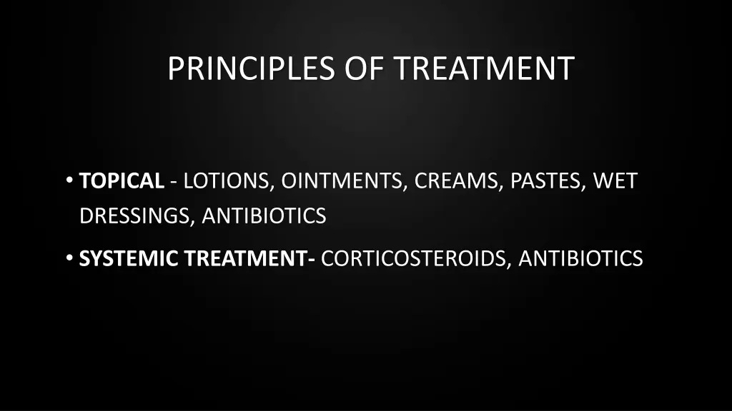 principles of treatment