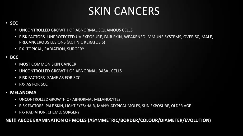 skin cancers