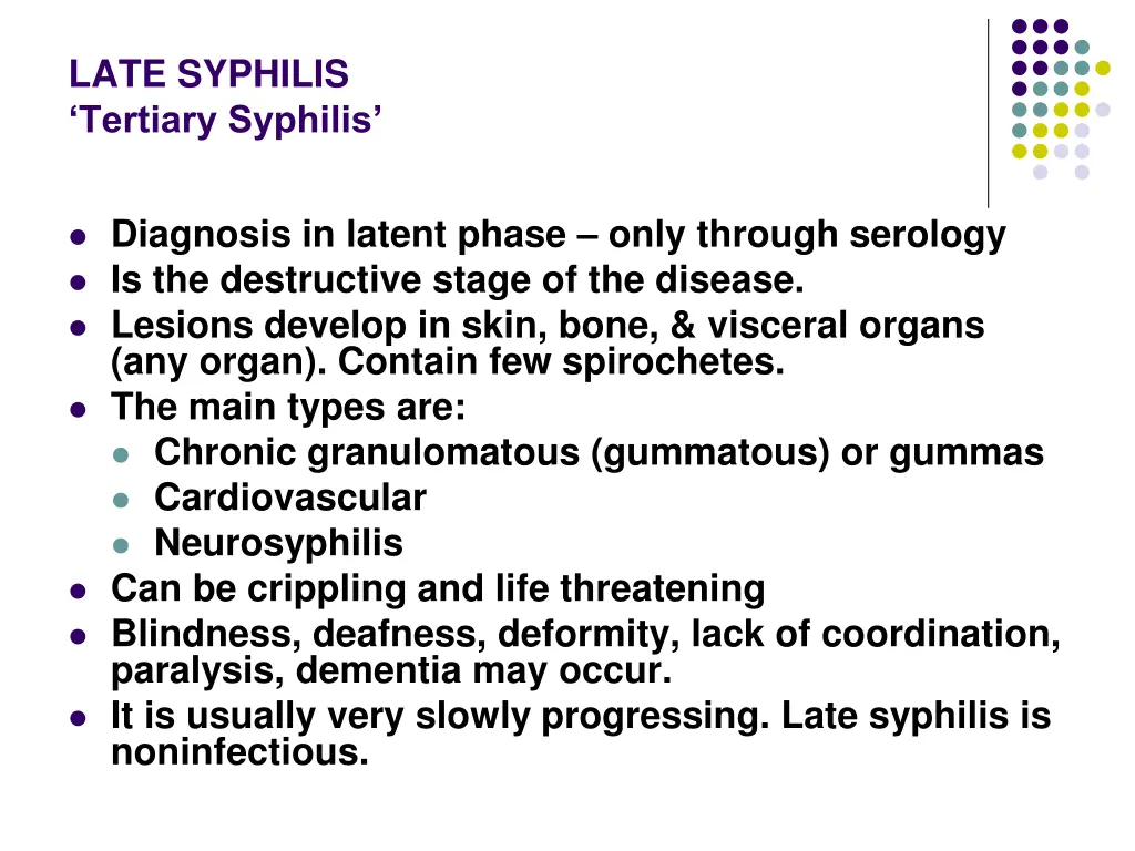 late syphilis tertiary syphilis