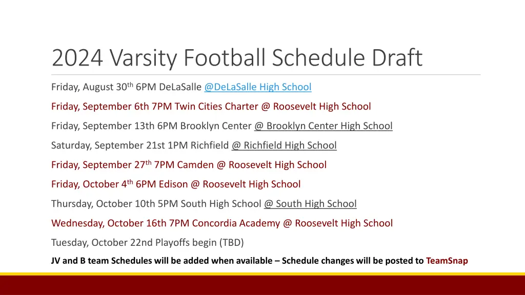 2024 varsity football schedule draft