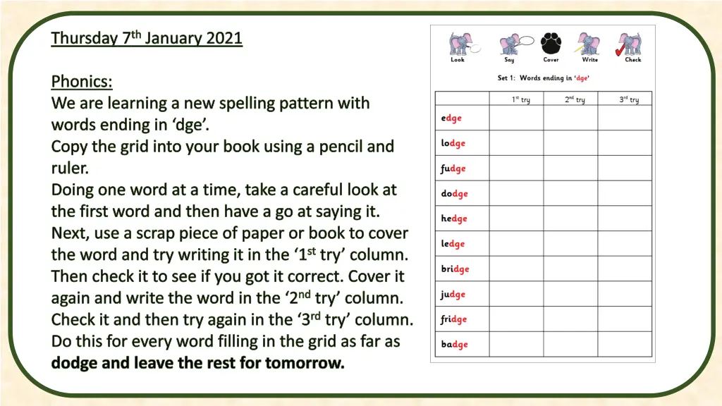 thursday 7 th january 2021