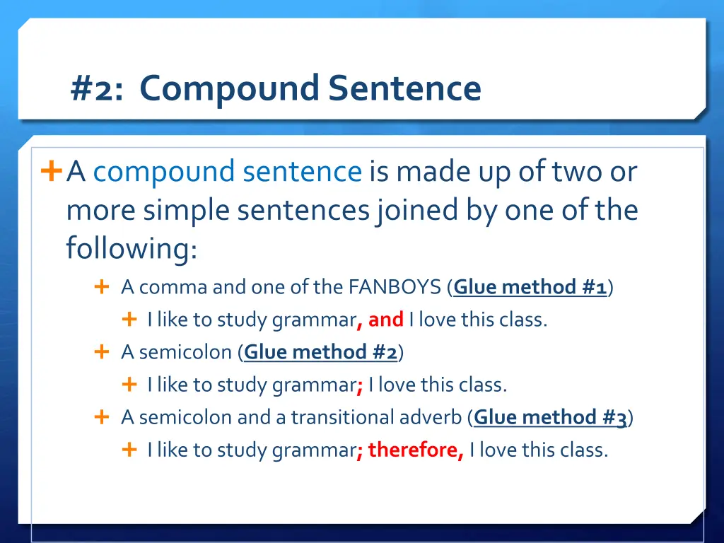 2 compound sentence