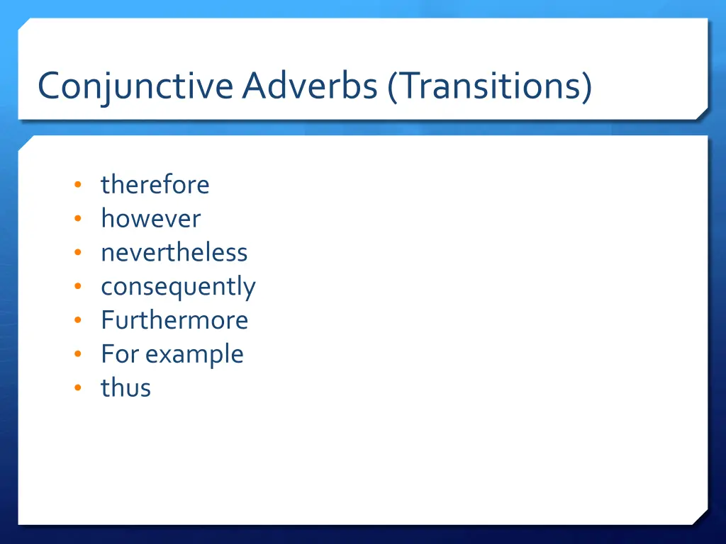 conjunctive adverbs transitions