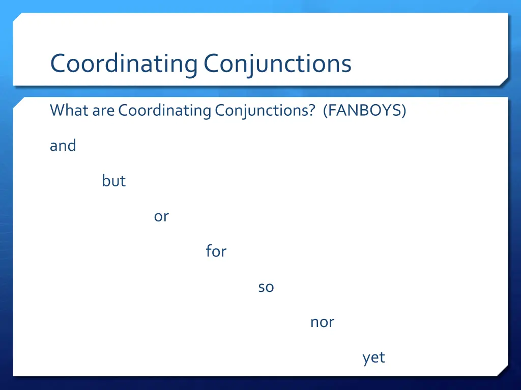 coordinating conjunctions