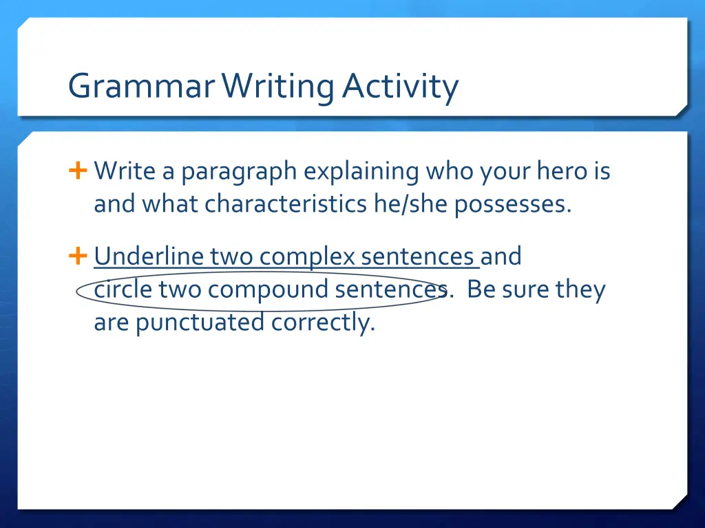 grammar writing activity