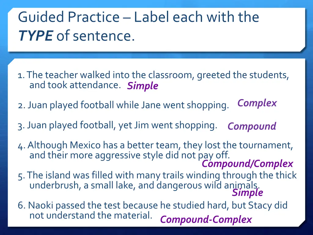 guided practice label each with the type