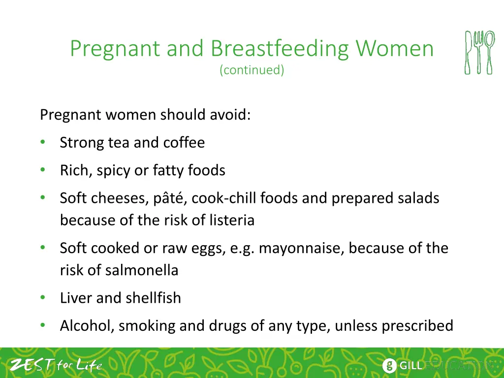 pregnant and breastfeeding women continued 2