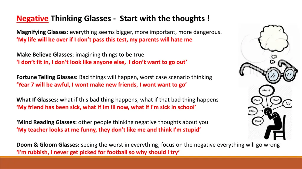 negative thinking glasses start with the thoughts