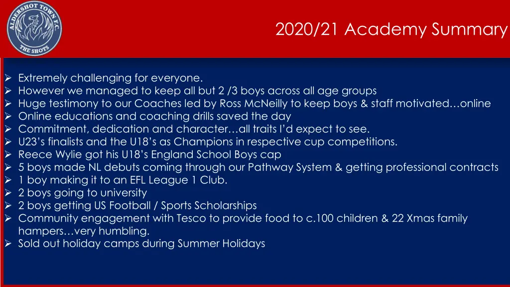 2020 21 academy summary