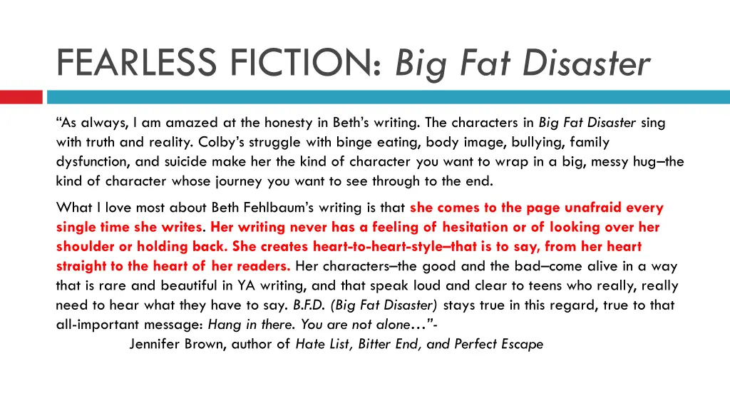 fearless fiction big fat disaster